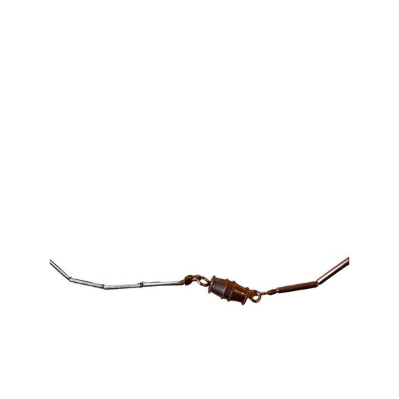 Vintage Silvertone Bead Brown Necklace 18" Barrel Clasp Screw Closure - Picture 7 of 13